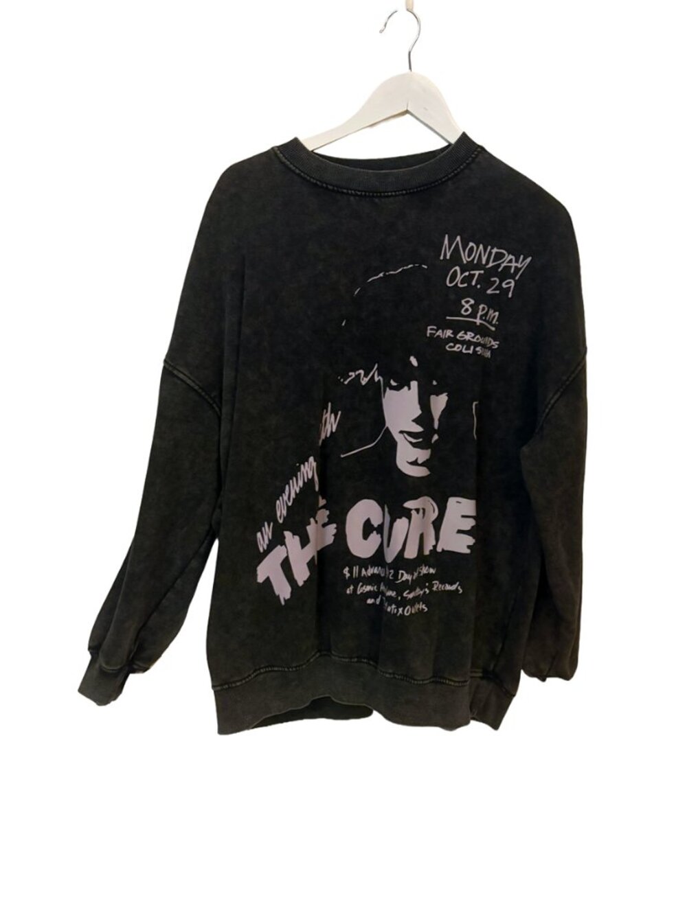 The Cure H&M Divided Oversized Sweatshirt Acid Wash Band 1984 Graphic Sweatshirt